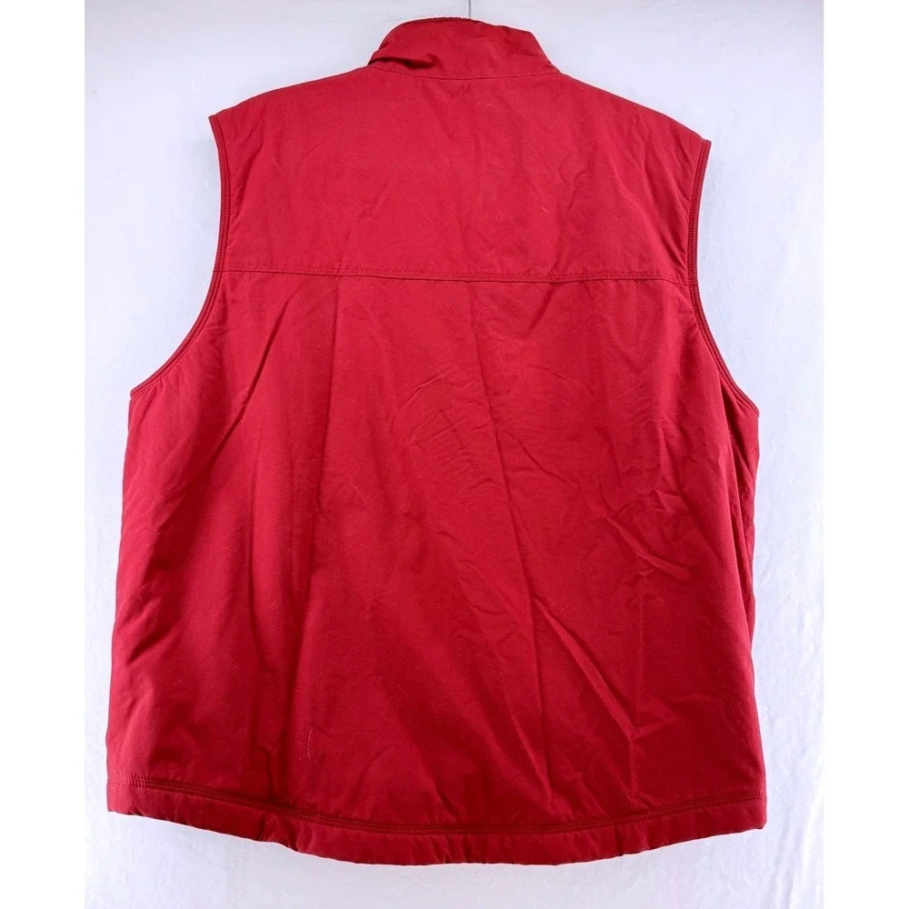 LL‎ Bean Mens Large Red Fleece Lined Warm-Up Vest Nylon Shell Full Zip 0BDR4